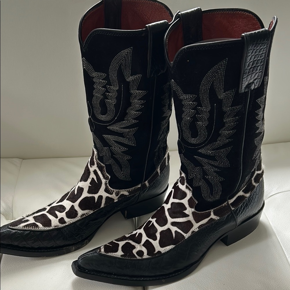 Men’s DONALD J PLINER Black and White pony hair Cowboy Boots